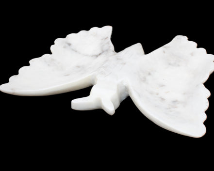 White Jade hand-carved dual platter Butterfly 203*27*185mm 981g in sunlight - Rocks and Things Store