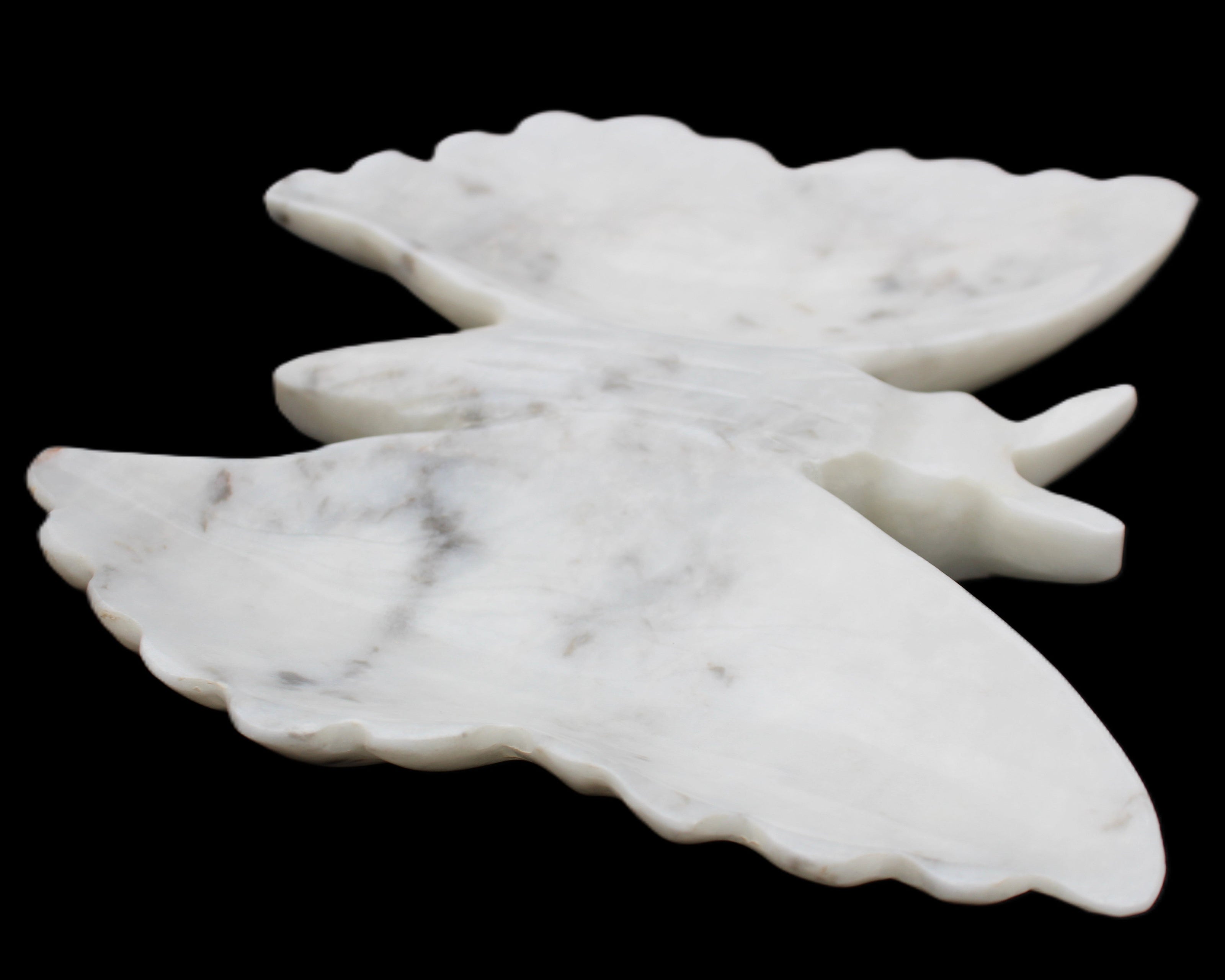 White Jade hand-carved dual platter Butterfly 203*27*185mm 981g in sunlight - Rocks and Things Store