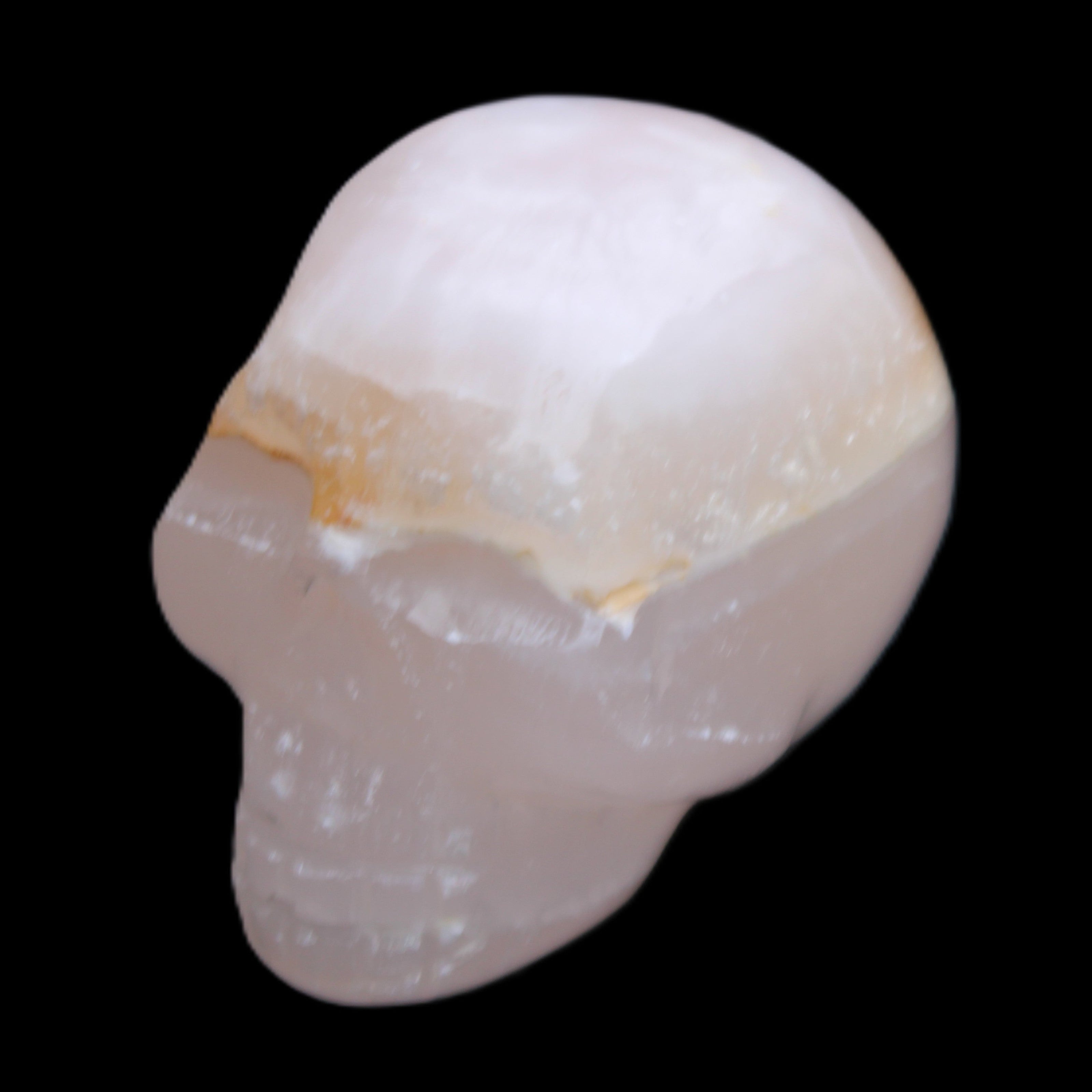 Mangano Calcite skull 38*55*48mm 167g in sunlight - Rocks and Things Store