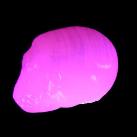 Mangano Calcite skull 30*42*35mm 83g in UV light - Rocks and Things Store
