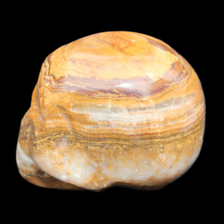 BumbleBee Banded Calcite skull 32*46*39mm 106g in sunlight - Rocks and Things Store