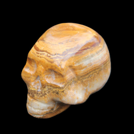 BumbleBee Banded Calcite skull 32*46*39mm 106g in sunlight - Rocks and Things Store