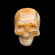 BumbleBee Banded Calcite skull 32*46*39mm 106g in sunlight - Rocks and Things Store