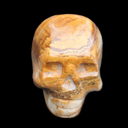 BumbleBee Banded Calcite skull 32*46*39mm 106g in sunlight - Rocks and Things Store