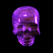 BumbleBee Banded Calcite skull 35*47*39mm 112g in UV light - Rocks and Things Store
