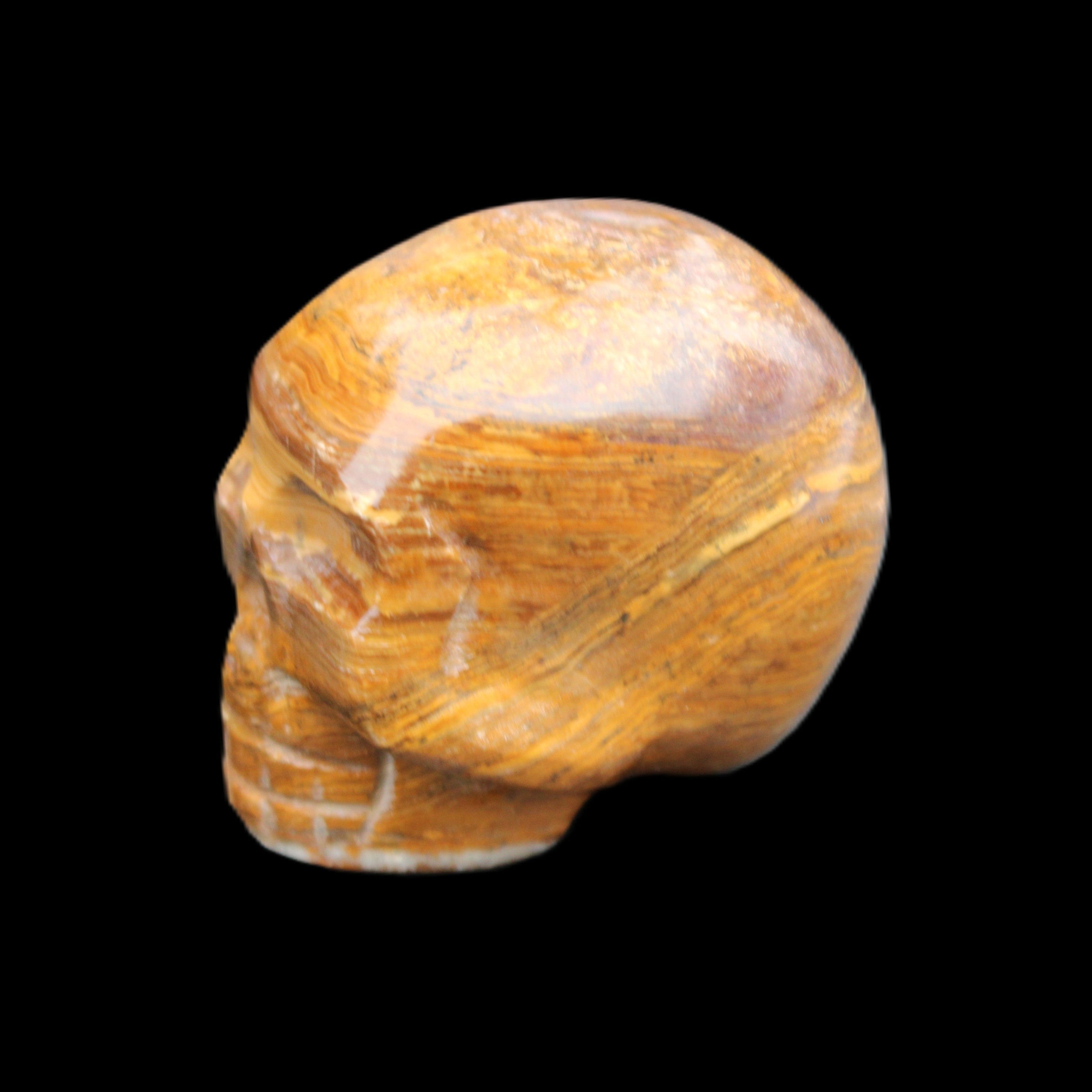 BumbleBee Banded Calcite skull 35*47*39mm 112g in sunlight - Rocks and Things Store