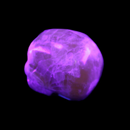 Honey Calcite skull from Pakistan 25*34*33mm 67g in UV light - Rocks and Things Store