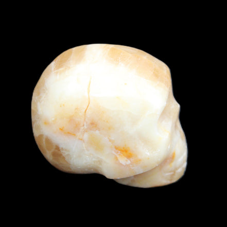 Honey Calcite skull from Pakistan 42*35*37mm 91g in sunlight - Rocks and Things Store