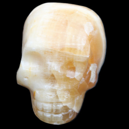 Honey Calcite skull from Pakistan 42*35*37mm 91g in sunlight - Rocks and Things Store