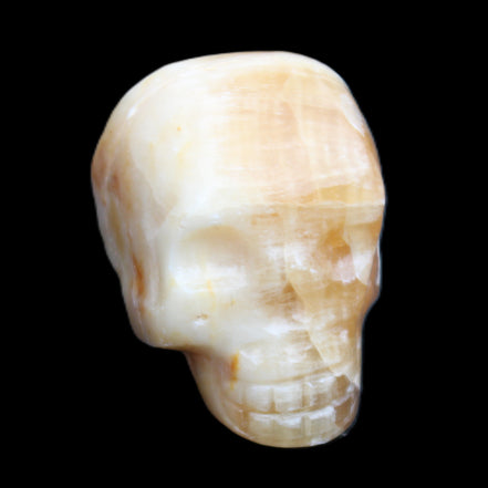Honey Calcite skull from Pakistan 42*35*37mm 91g in sunlight - Rocks and Things Store