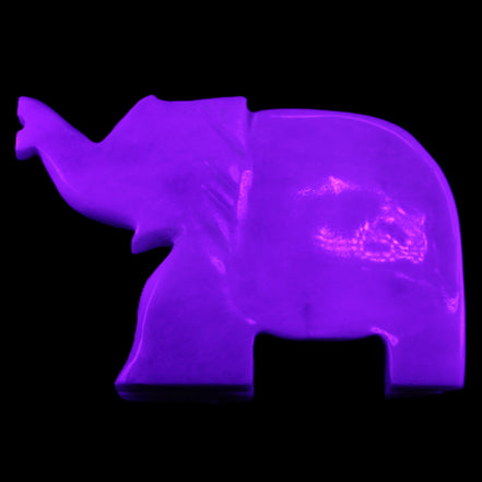 White Jade hand-carved Elephant platter 150*105*26mm 509g in UV light - Rocks and Things Store