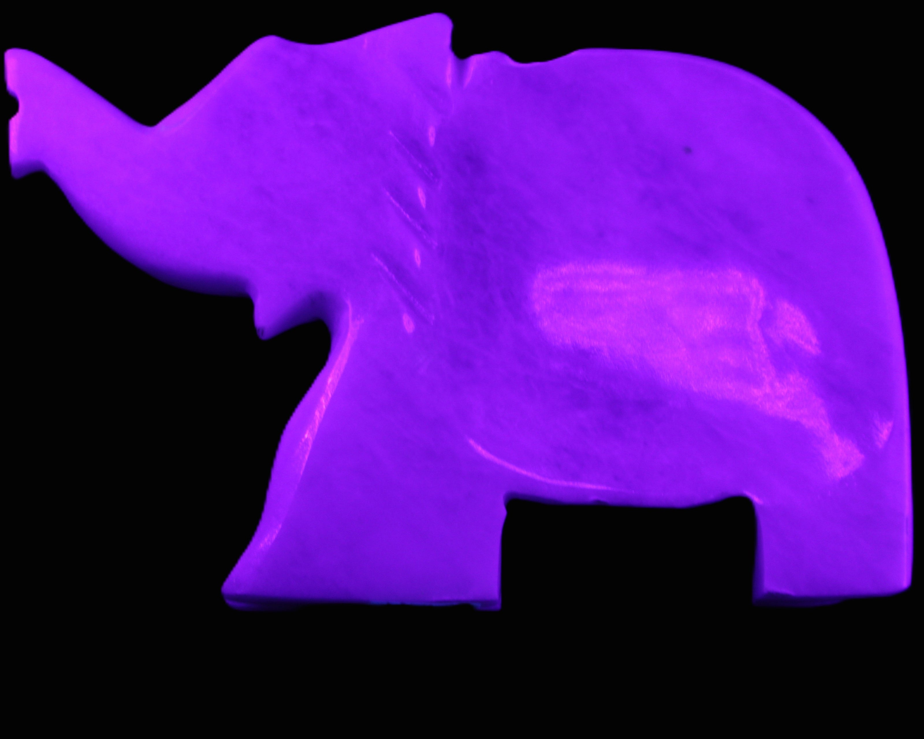 White Jade hand-carved Elephant platter 152*102*21mm 419g in UV light - Rocks and Things Store