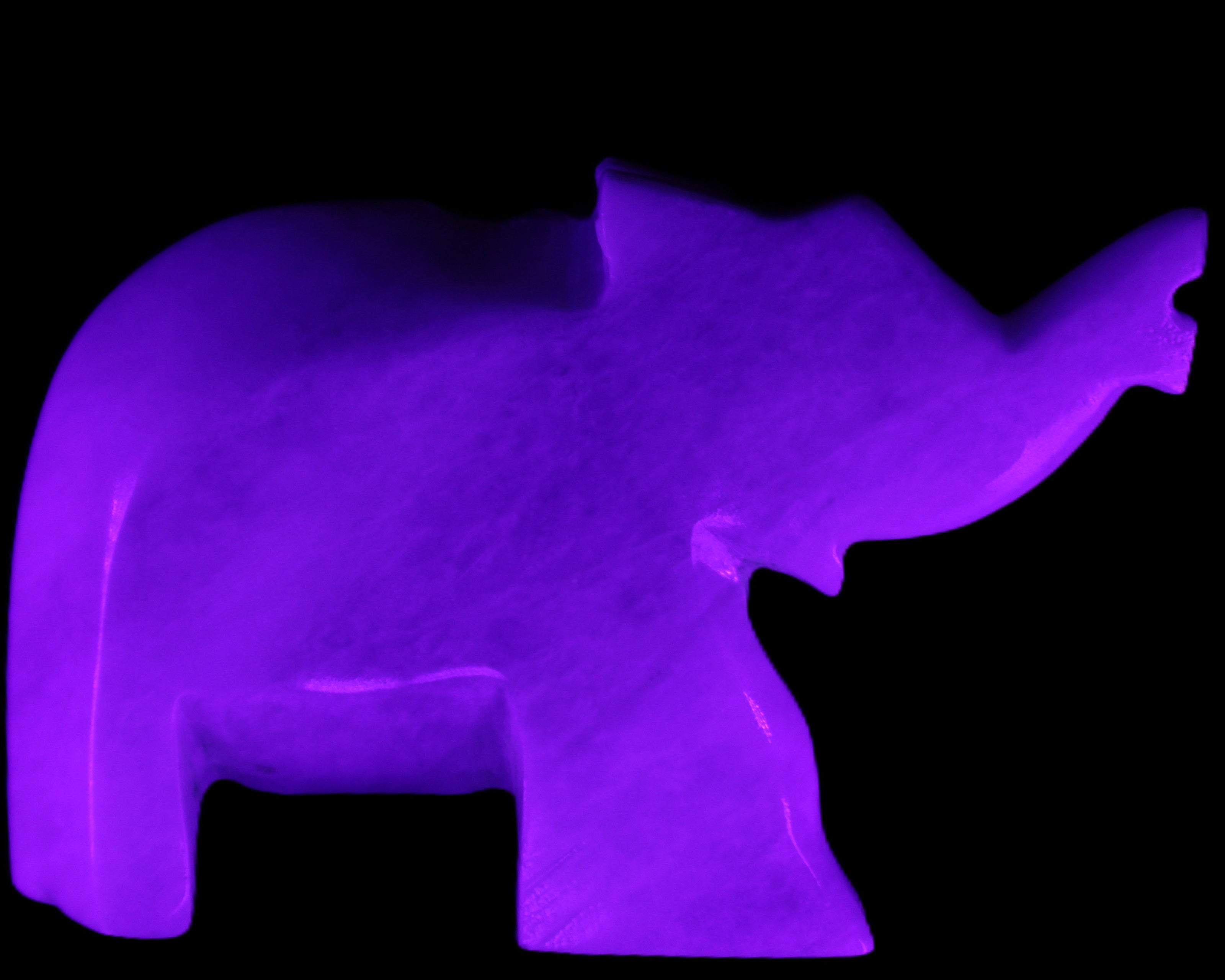 White Jade hand-carved Elephant platter 152*102*21mm 419g in UV light - Rocks and Things Store