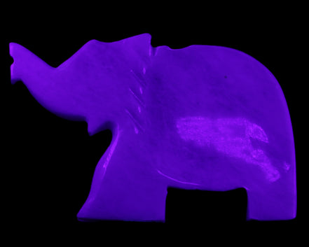 White Jade hand-carved Elephant platter 152*102*21mm 419g in UV light - Rocks and Things Store