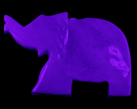 White Jade hand-carved Elephant platter 152*102*21mm 419g in UV light - Rocks and Things Store