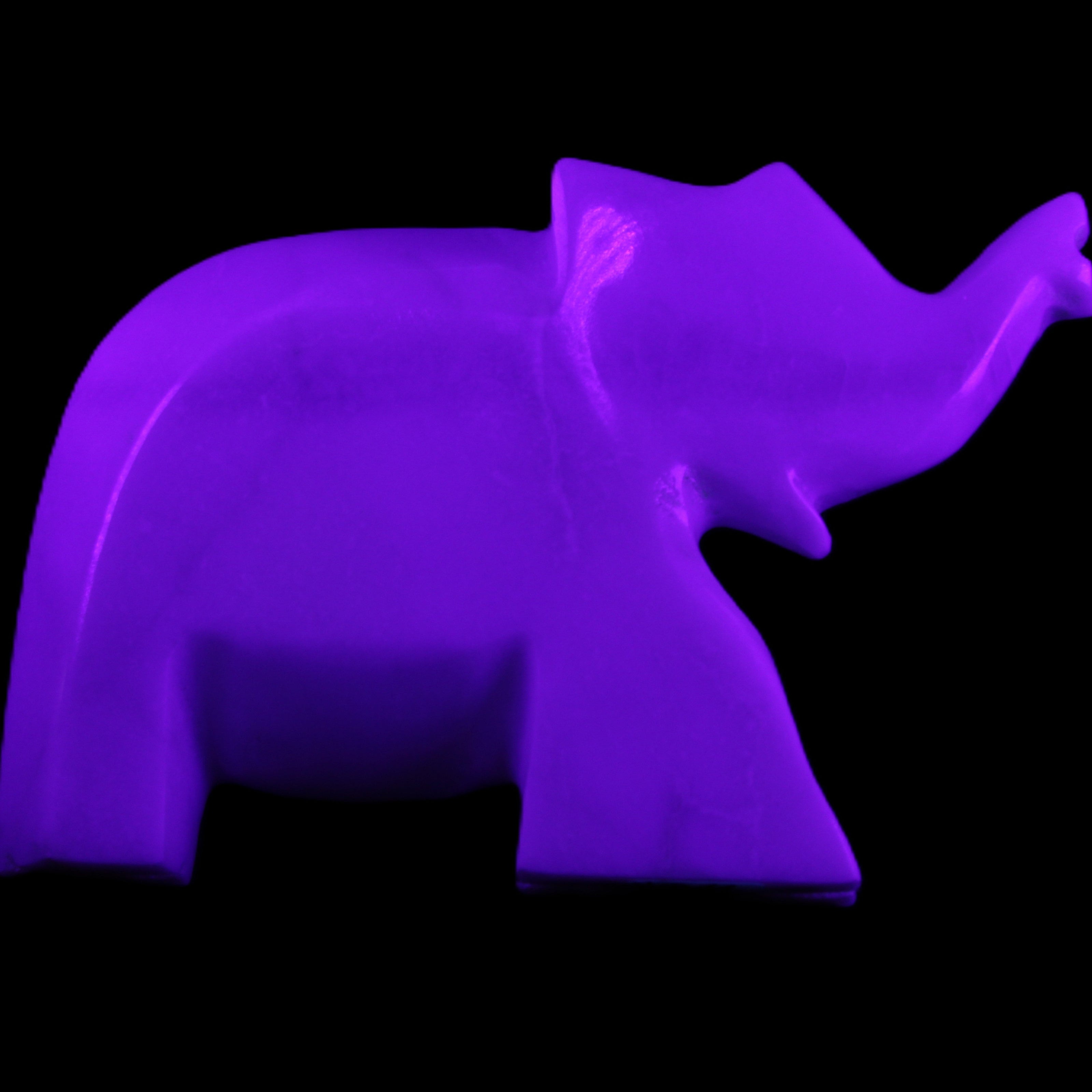 White Jade hand-carved Elephant platter 146*100*25mm 500g in UV light - Rocks and Things Store
