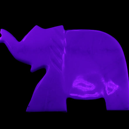 White Jade hand-carved Elephant platter 146*100*25mm 500g in UV light - Rocks and Things Store