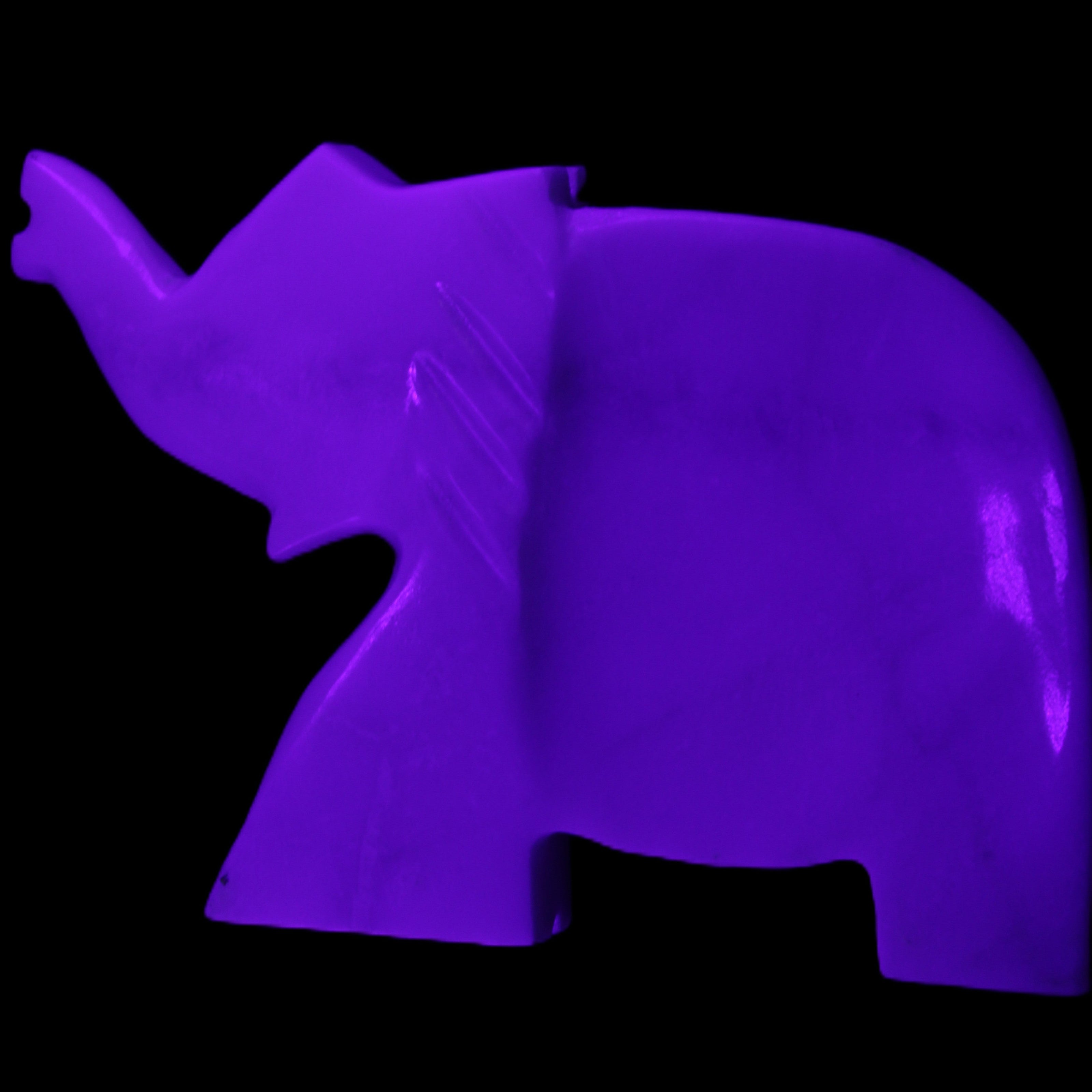 White Jade hand-carved Elephant platter 146*100*25mm 500g in UV light - Rocks and Things Store