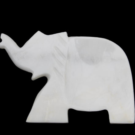 White Jade hand-carved Elephant platter 146*100*25mm 500g in sunlight - Rocks and Things Store