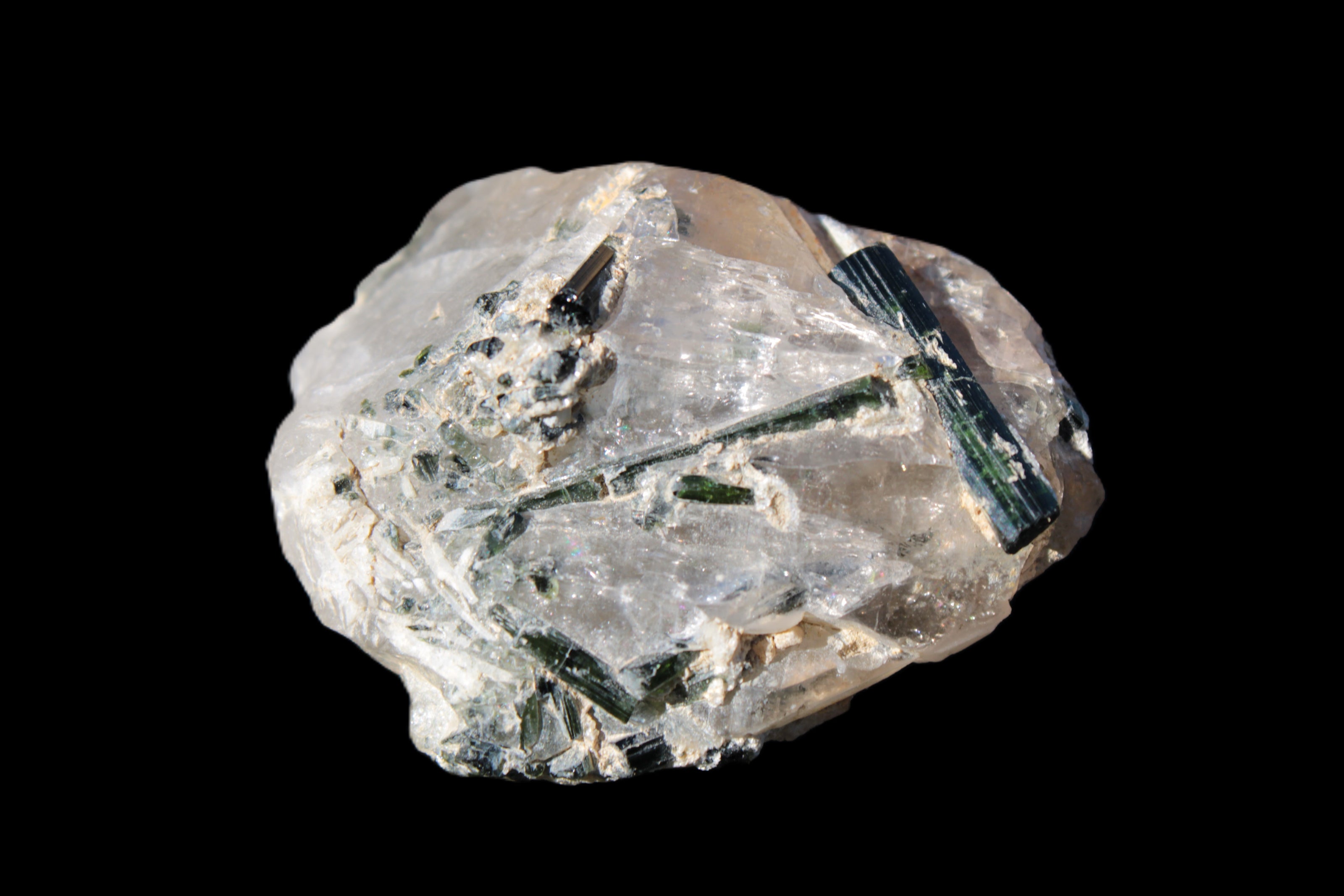 Green Tourmaline crystals on Clear Quartz from Skardu, Pakistan 70g Rocks and Things