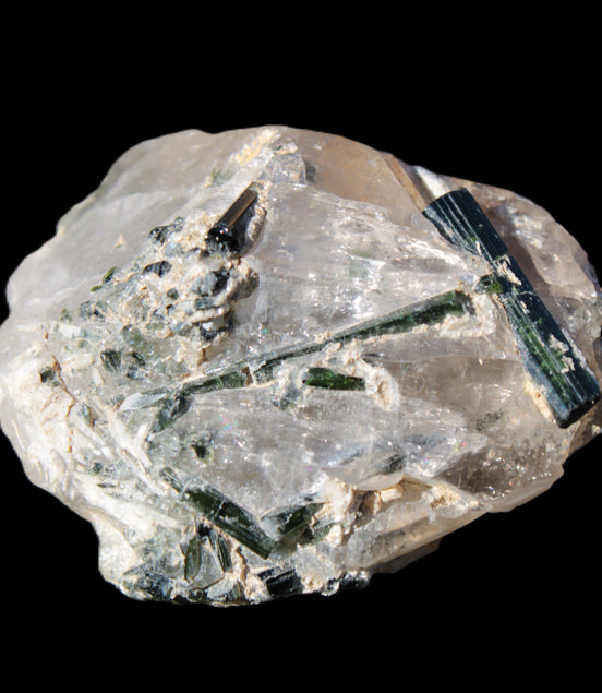 Green Tourmaline crystals on Clear Quartz from Skardu, Pakistan 70g Rocks and Things