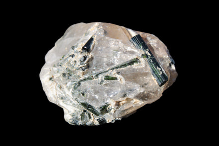 Green Tourmaline crystals on Clear Quartz from Skardu, Pakistan 70g Rocks and Things