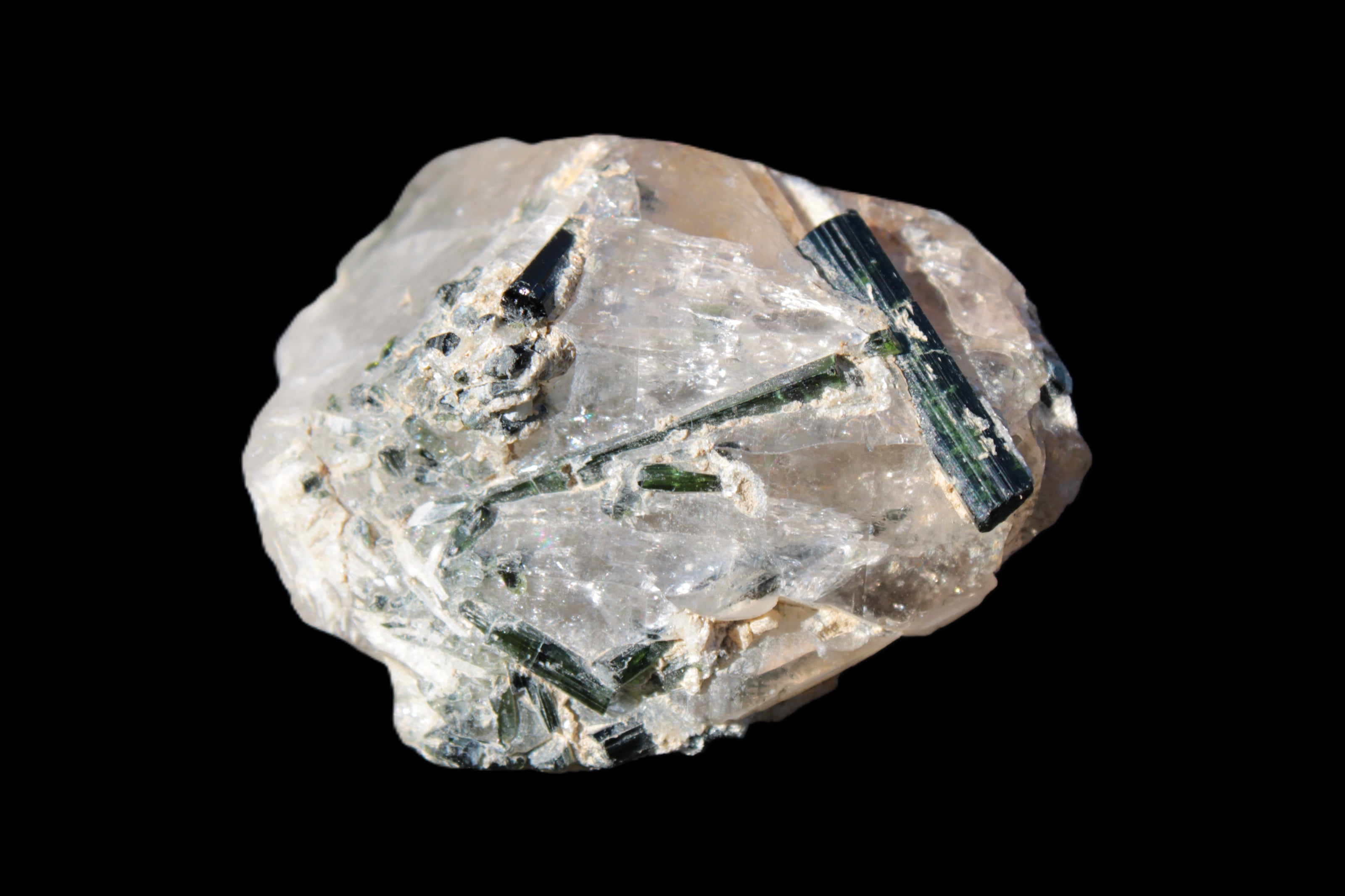 Green Tourmaline crystals on Clear Quartz from Skardu, Pakistan 70g Rocks and Things