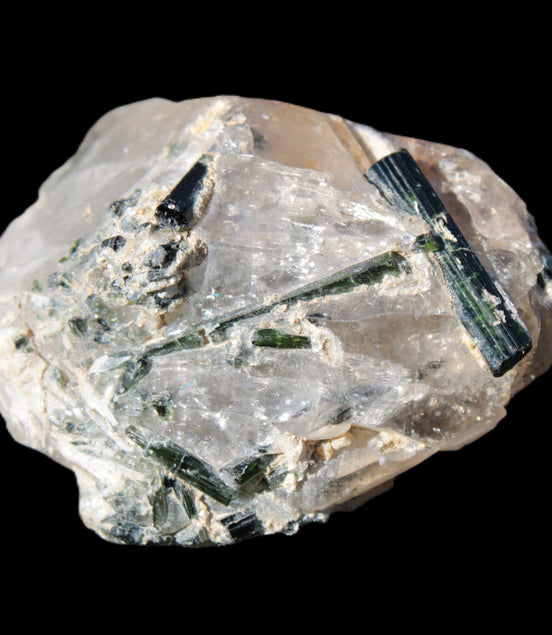 Green Tourmaline crystals on Clear Quartz from Skardu, Pakistan 70g Rocks and Things