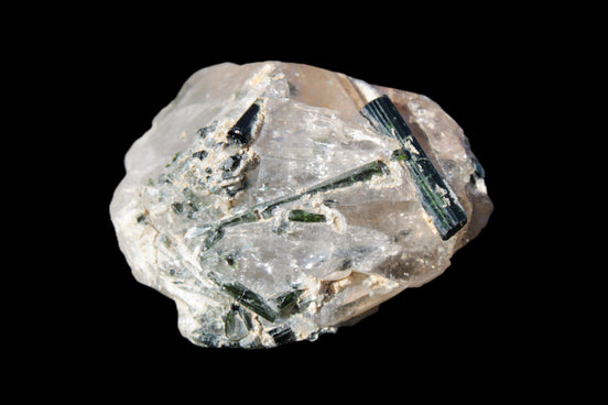Green Tourmaline crystals on Clear Quartz from Skardu, Pakistan 70g Rocks and Things