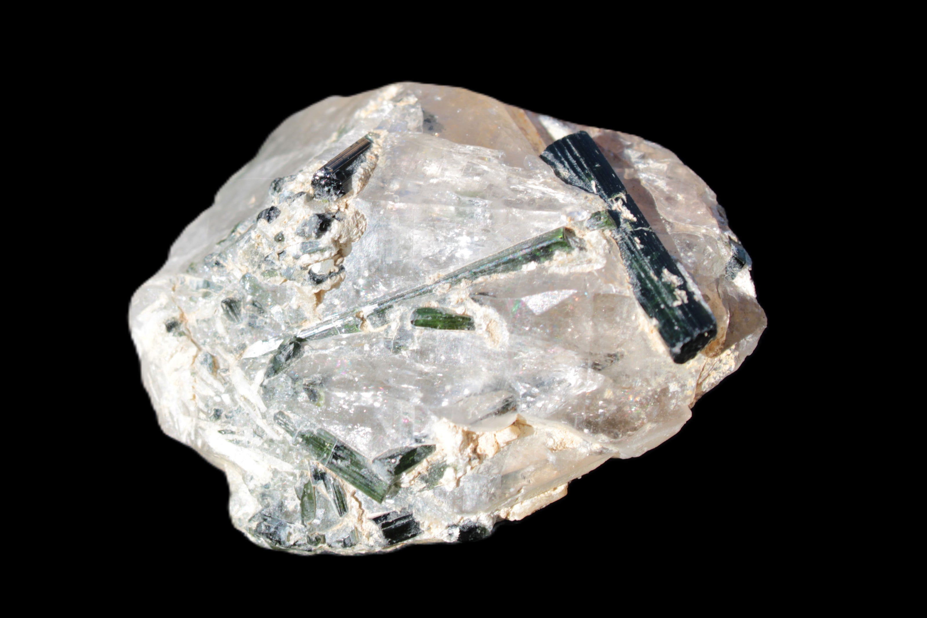 Green Tourmaline crystals on Clear Quartz from Skardu, Pakistan 70g Rocks and Things