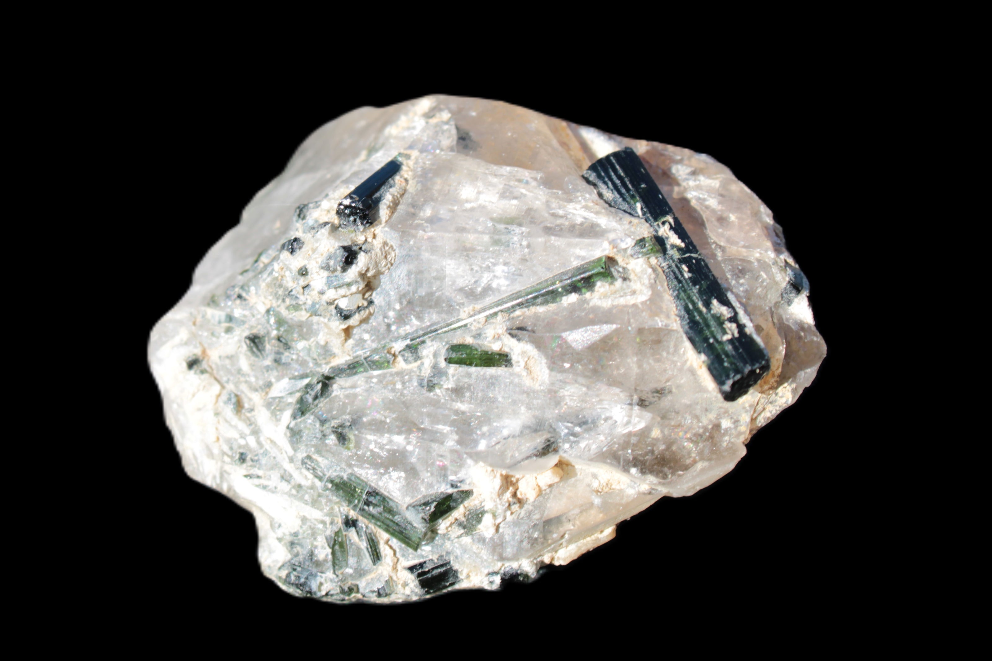 Green Tourmaline crystals on Clear Quartz from Skardu, Pakistan 70g Rocks and Things