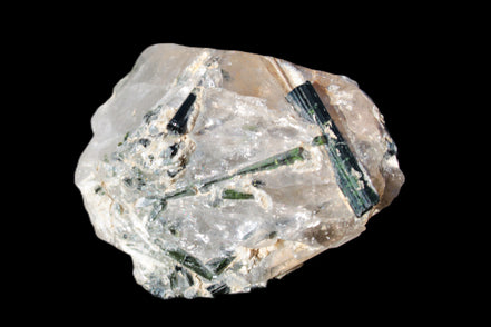 Green Tourmaline crystals on Clear Quartz from Skardu, Pakistan 70g Rocks and Things