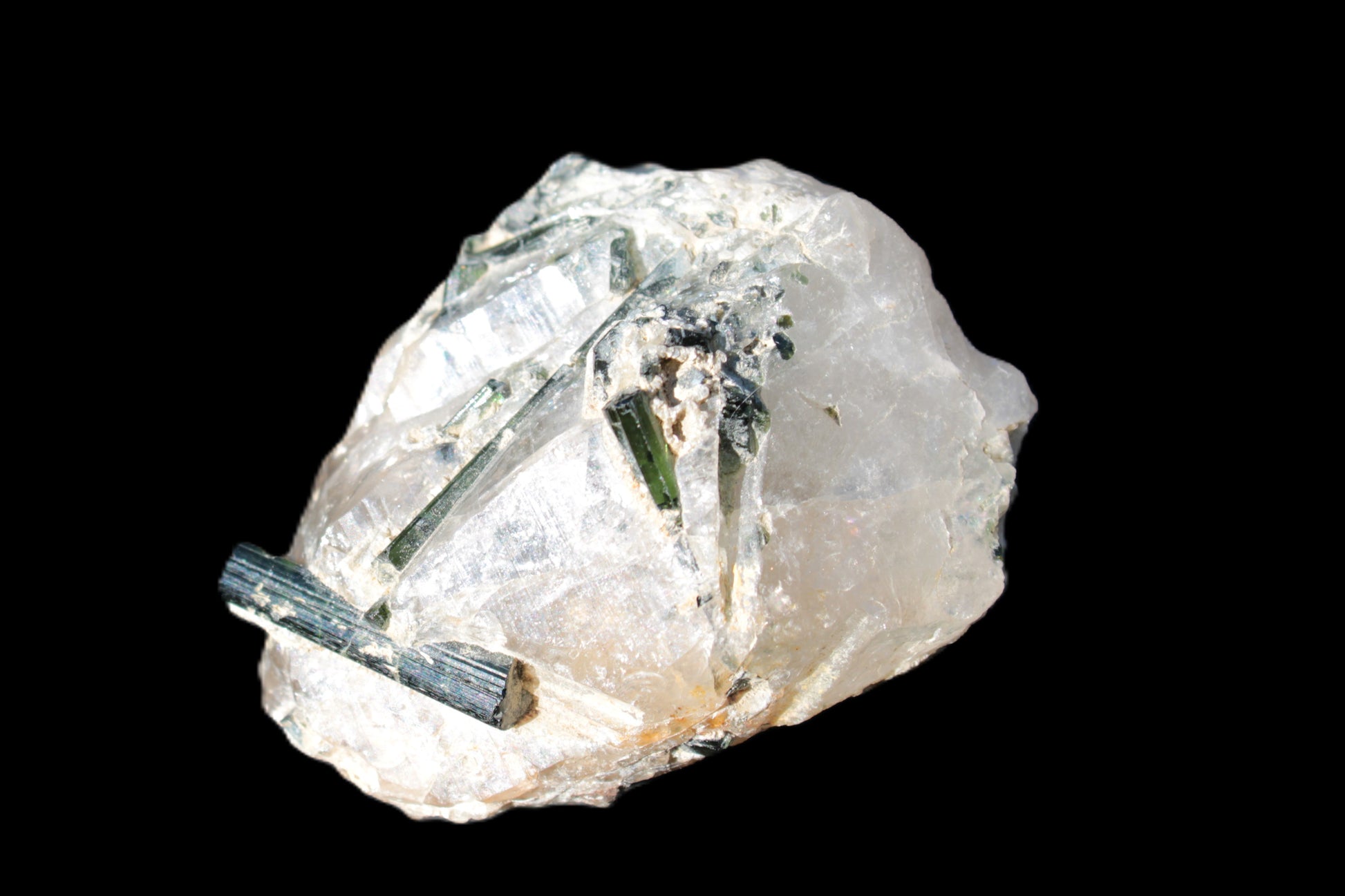 Green Tourmaline crystals on Clear Quartz from Skardu, Pakistan 70g Rocks and Things