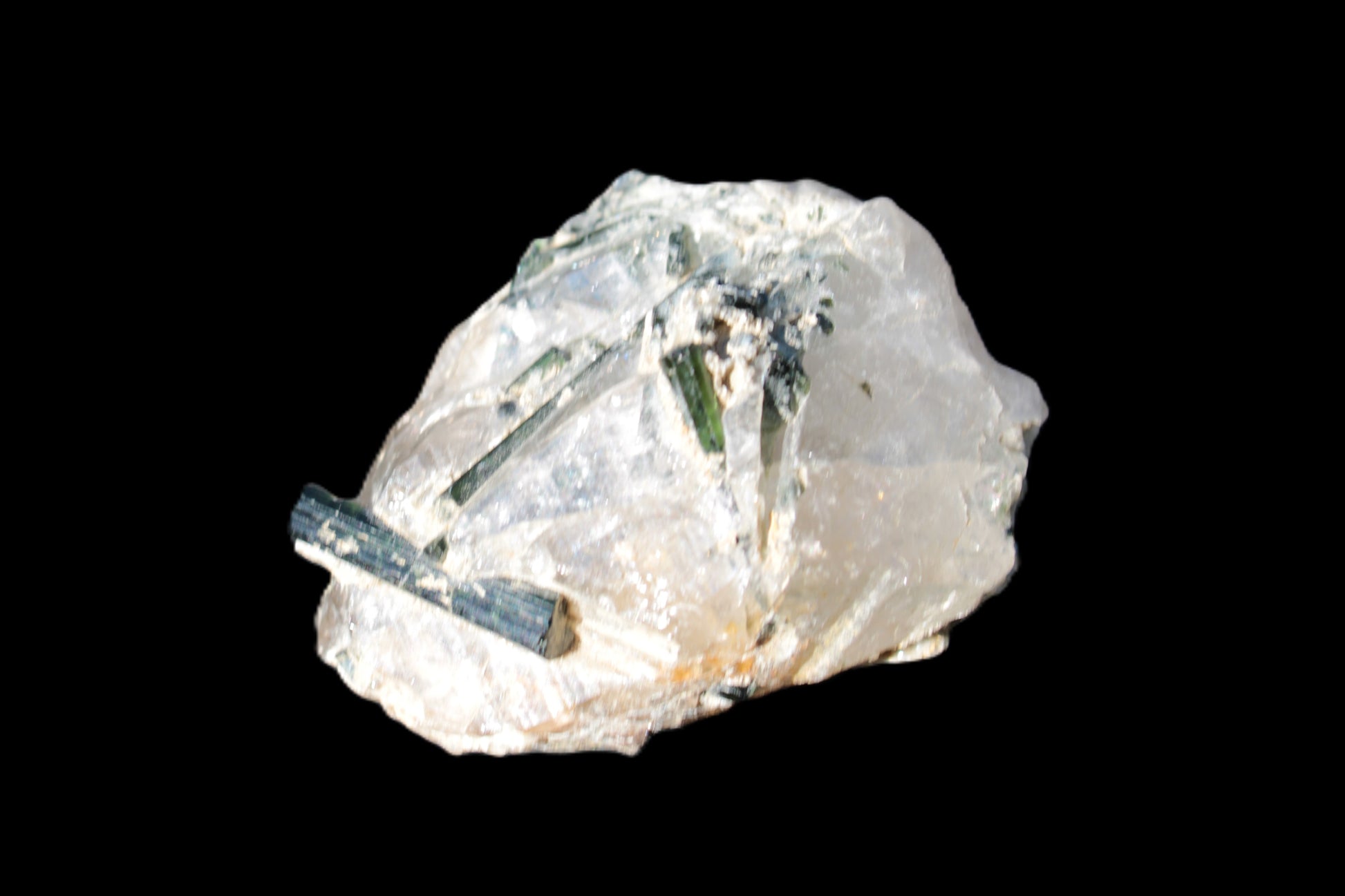 Green Tourmaline crystals on Clear Quartz from Skardu, Pakistan 70g Rocks and Things