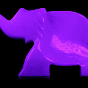 White Jade hand-carved Elephant platter 149*100*24mm 458g in UV light - Rocks and Things Store