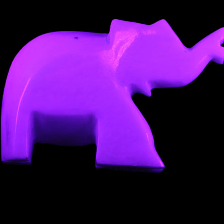White Jade hand-carved Elephant platter 149*100*24mm 458g in UV light - Rocks and Things Store