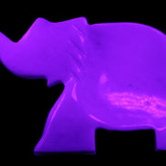White Jade hand-carved Elephant platter 149*100*24mm 458g in UV light - Rocks and Things Store