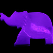 White Jade hand-carved Elephant platter 149*100*24mm 458g in UV light - Rocks and Things Store