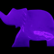 White Jade hand-carved Elephant platter 149*100*24mm 458g in UV light - Rocks and Things Store