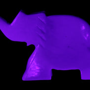 White Jade hand-carved Elephant platter 149*100*24mm 458g in UV light - Rocks and Things Store