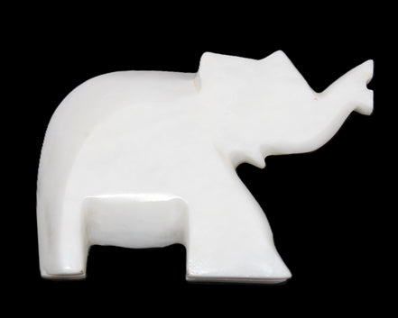 White Jade hand-carved Elephant platter 149*100*24mm 458g in sunlight - Rocks and Things Store
