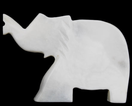 White Jade hand-carved Elephant platter 149*100*24mm 458g in sunlight - Rocks and Things Store
