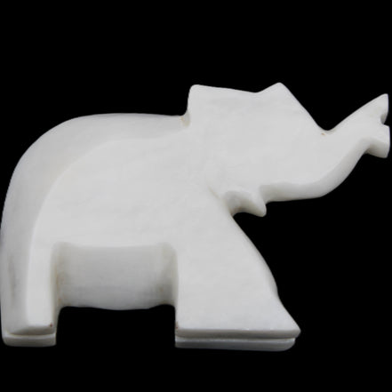 White Jade hand-carved Elephant platter 149*100*24mm 458g in sunlight - Rocks and Things Store