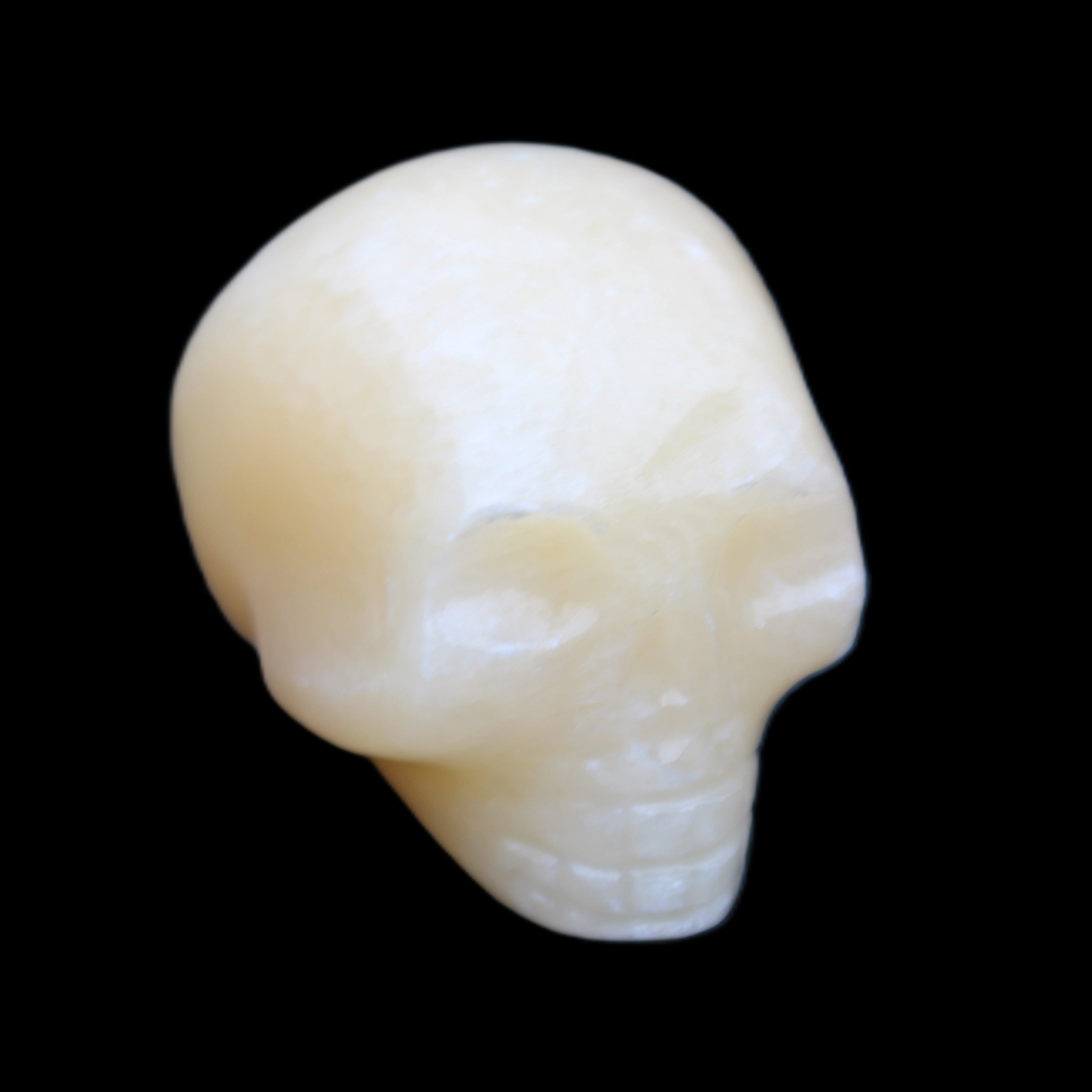 Lemon Calcite skull 33*46*37mm 94g in sunlight - Rocks and Things Store