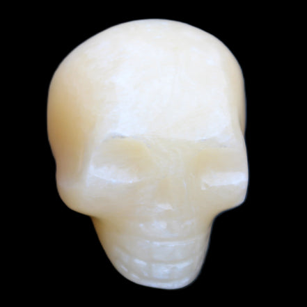Lemon Calcite skull 33*46*37mm 94g in sunlight - Rocks and Things Store