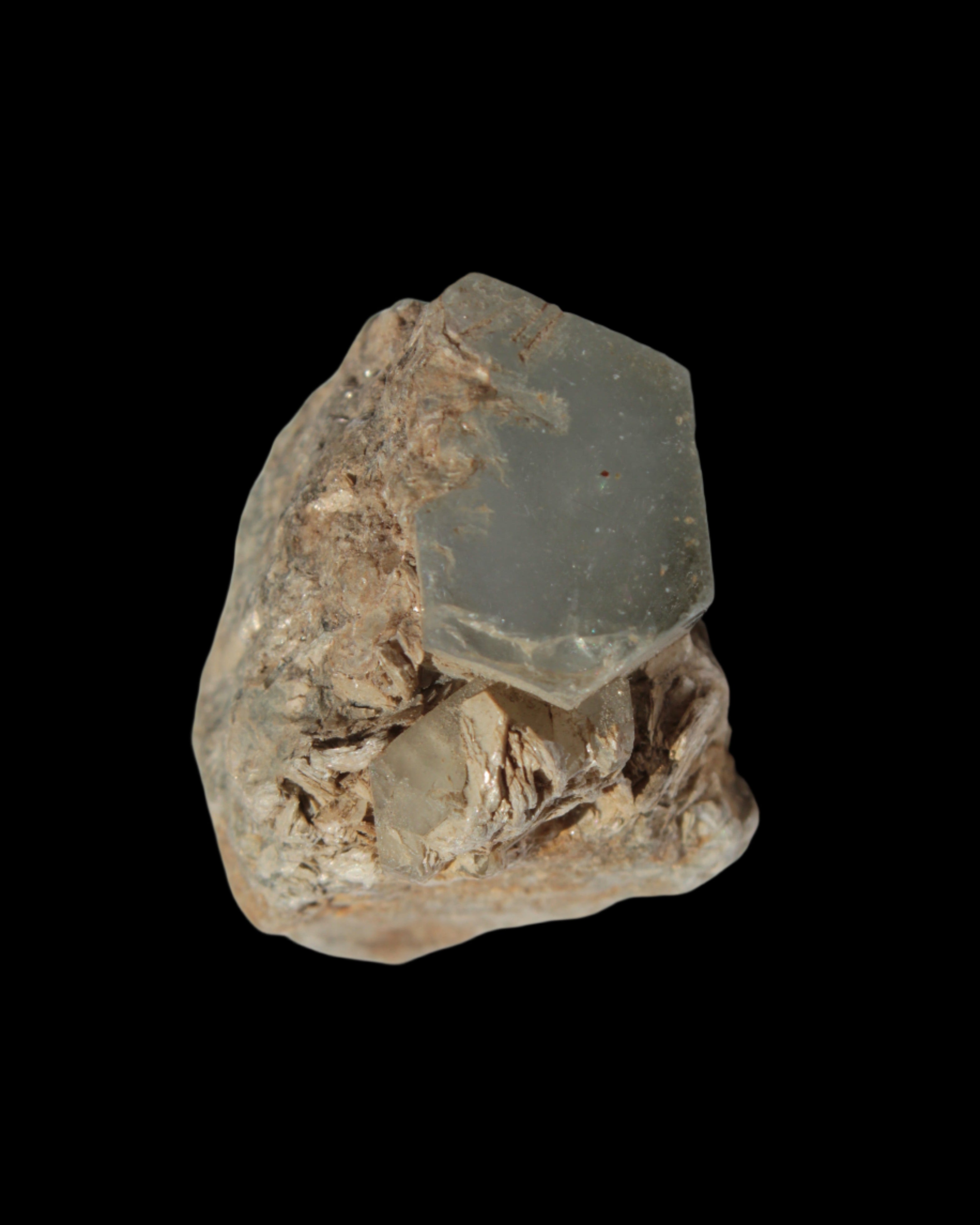 Aquamarine terminated crystals on Muscovite matrix from Afghanistan 145.9ct  29.2g - Rocks and Things Store
