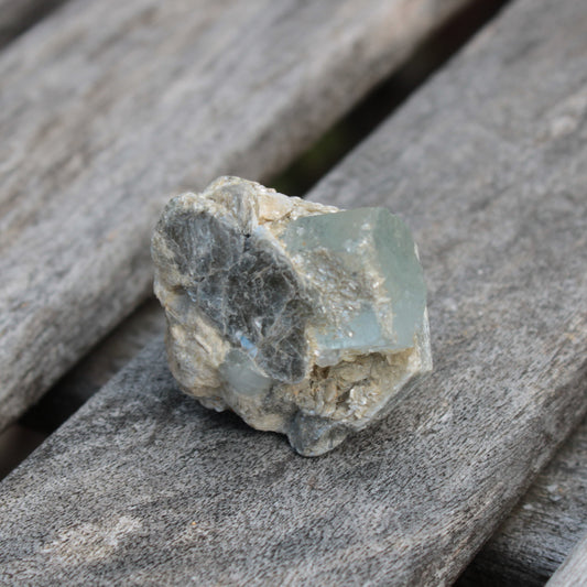 Blue Aquamarine terminated crystals in mica from Afghanistan 29.2g