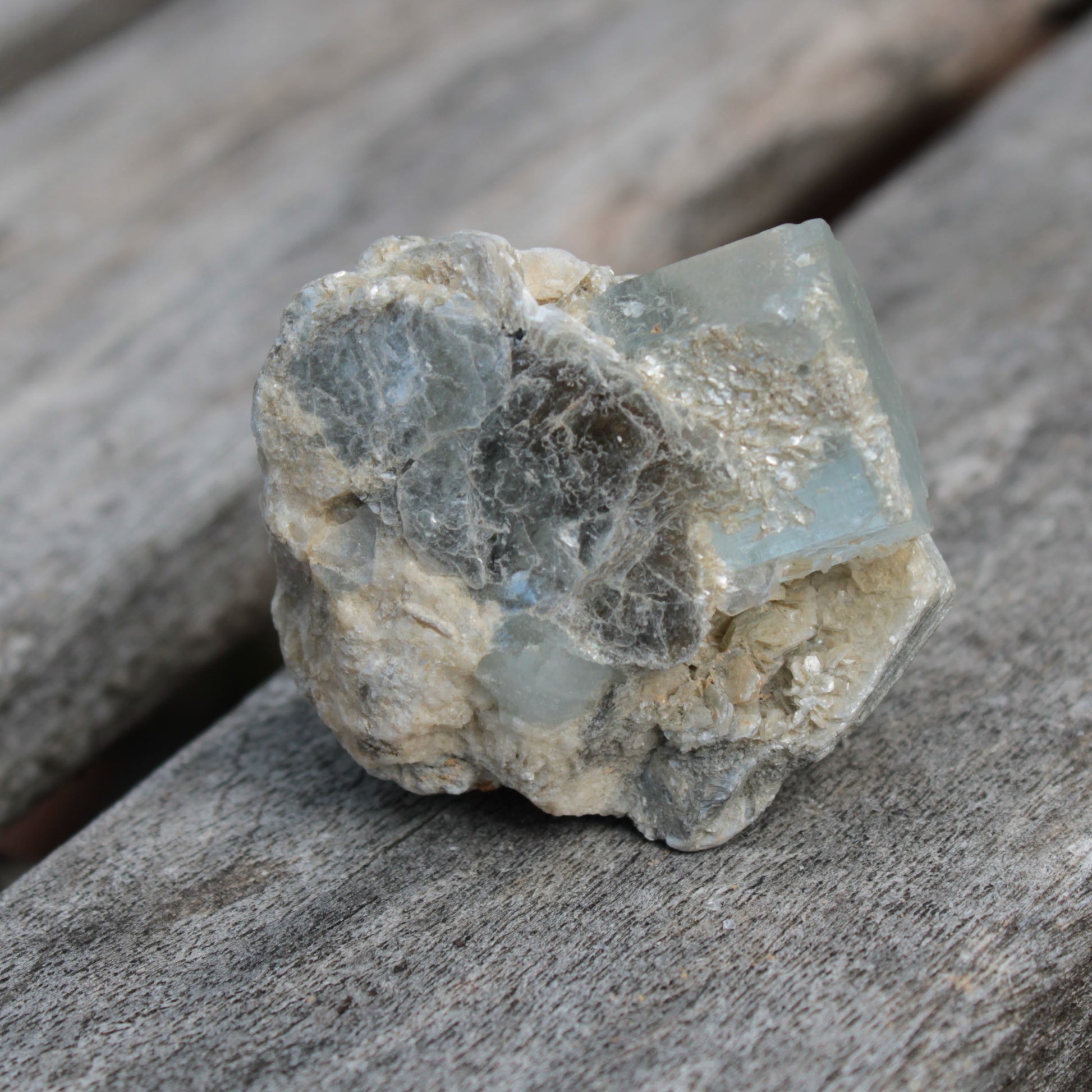 Blue Aquamarine terminated crystals in mica from Afghanistan 29.2g Rocks and Things