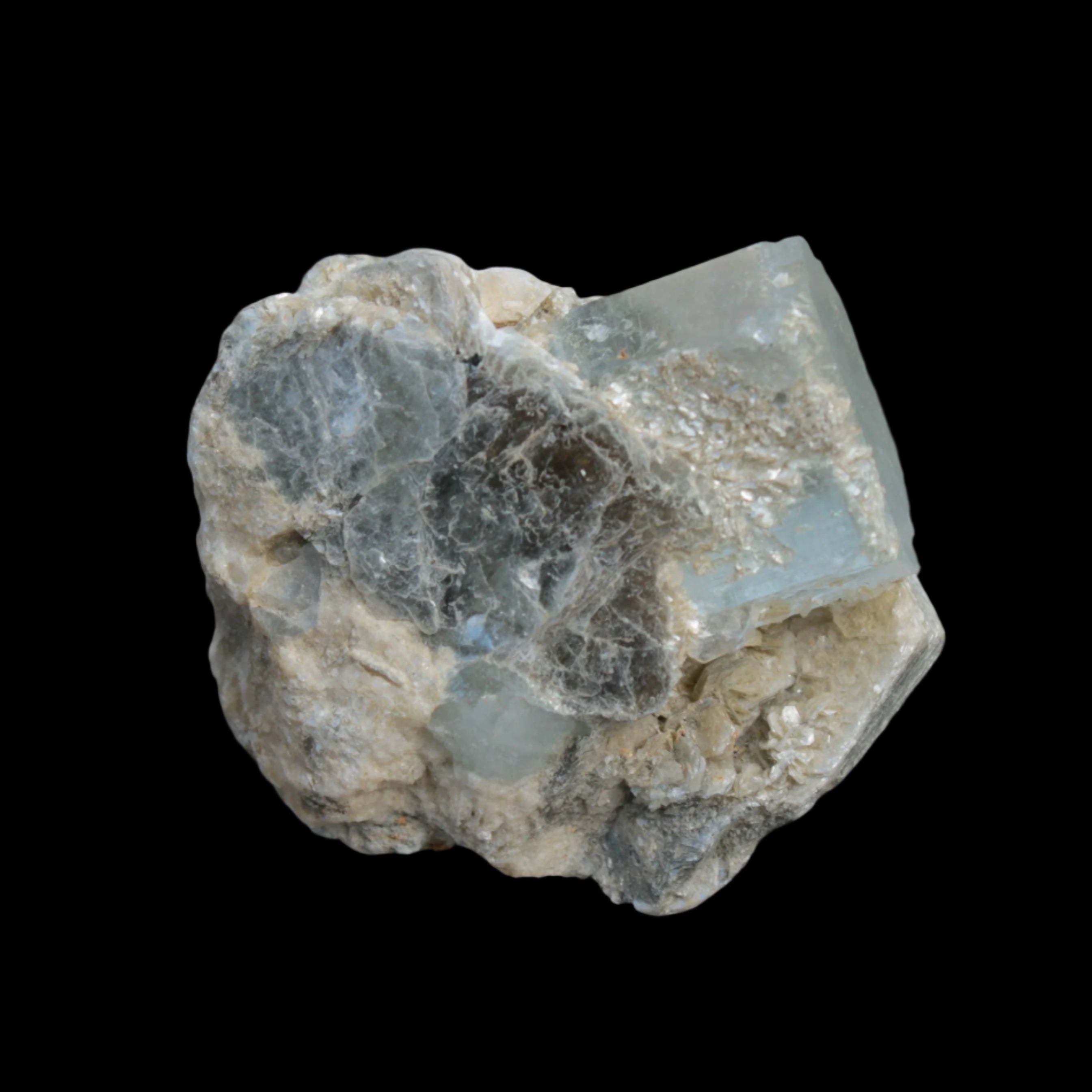 Blue Aquamarine terminated crystals in mica from Afghanistan 29.2g - Rocks and Things Store