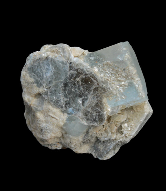Blue Aquamarine terminated crystals in mica from Afghanistan 29.2g - Rocks and Things Store